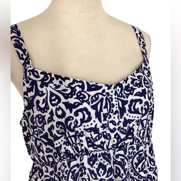 Old Navy Blue White Paisley Ruffle Hem Cotton Sundress Size Large - Picture 5 of 7